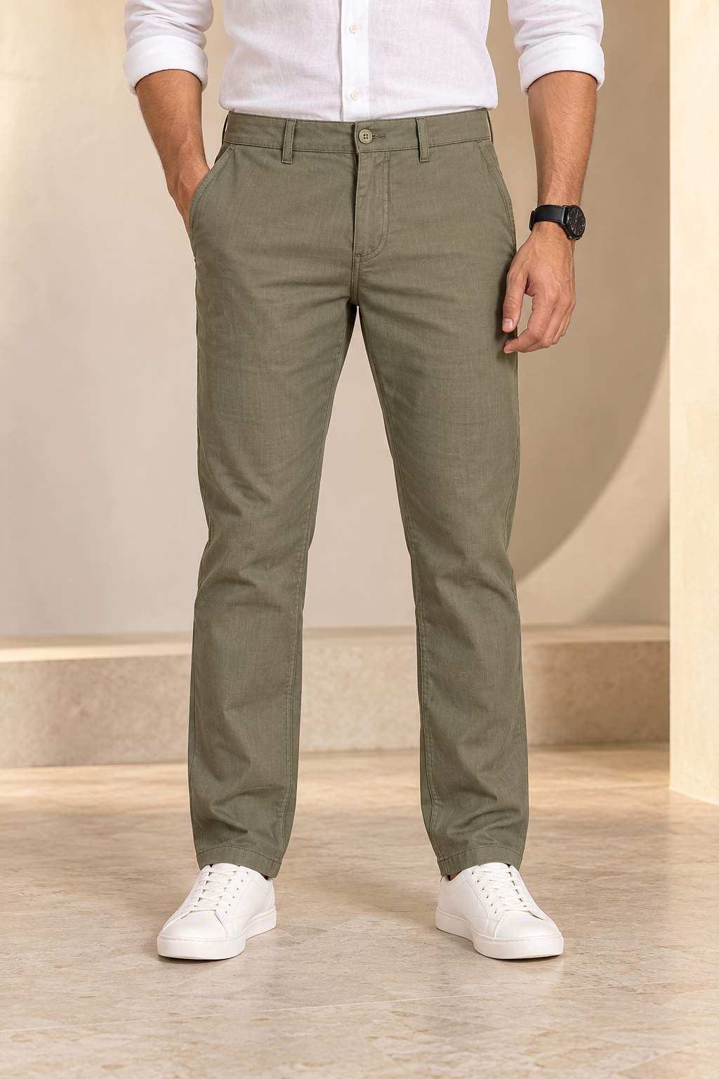 PureFlow Dark Green Pure Linen Trousers
