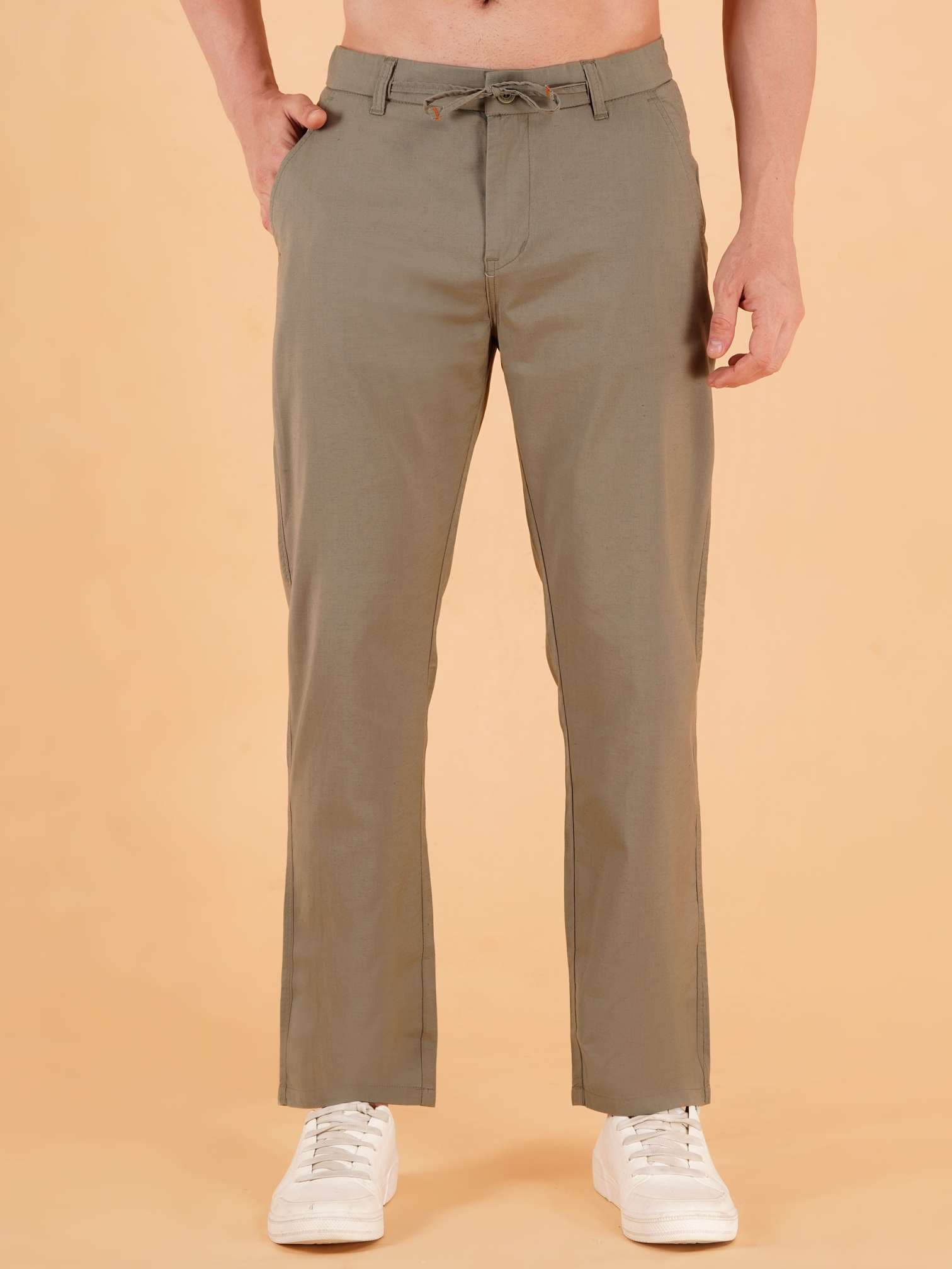 Men Regular Fit Light Green Pure Cotton